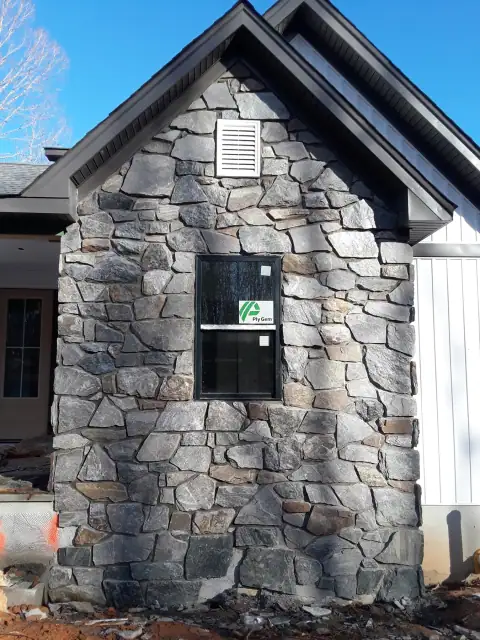 Stone-clad entry structure