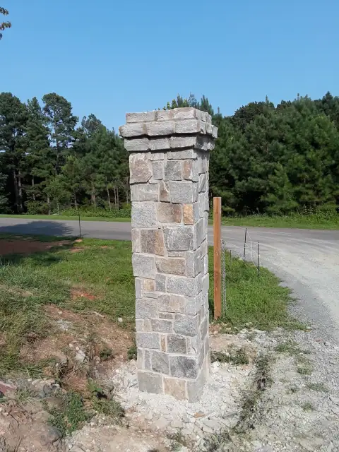 Completed pair of stone driveway columns