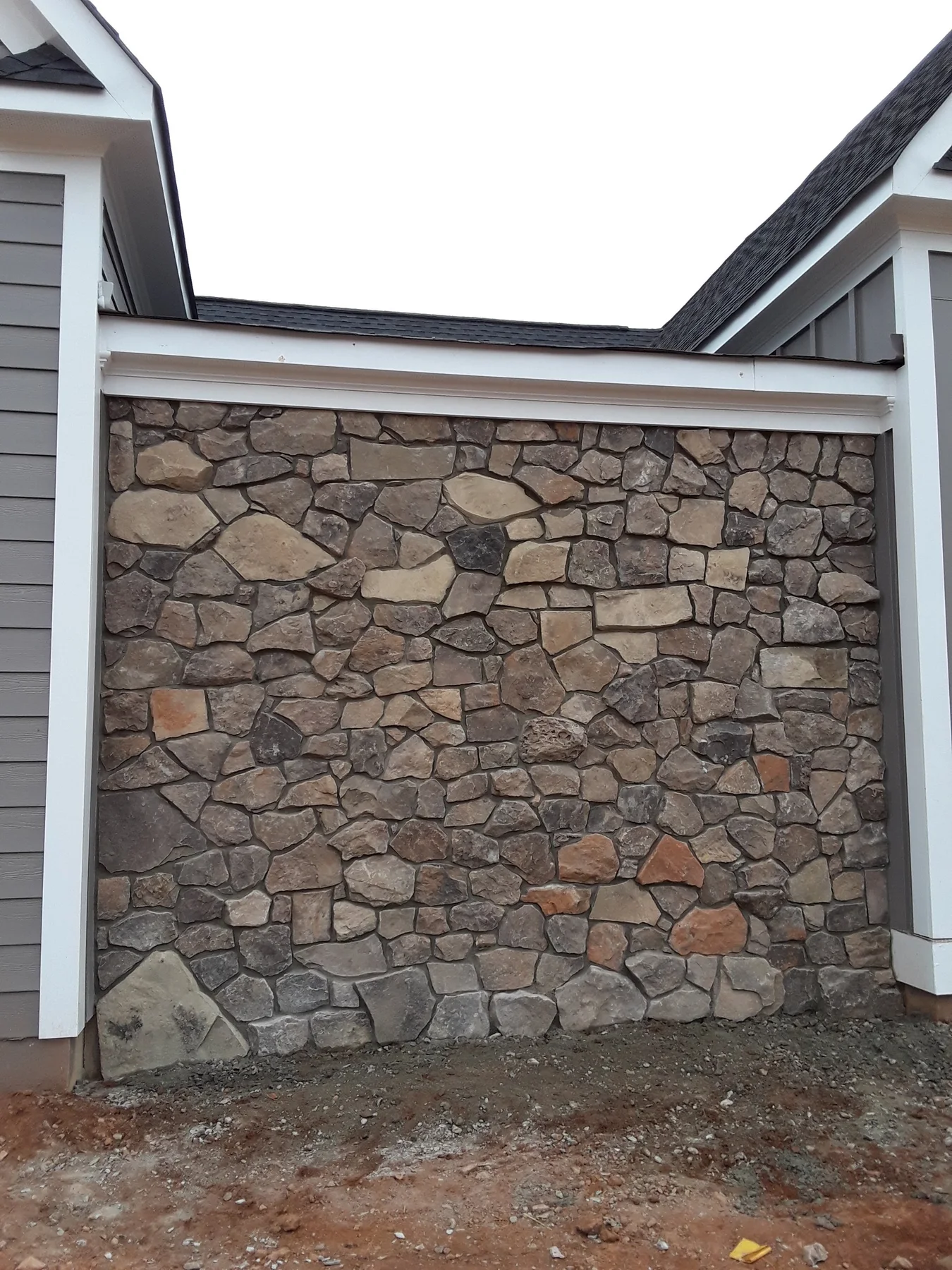 Exterior natural stone wall detail